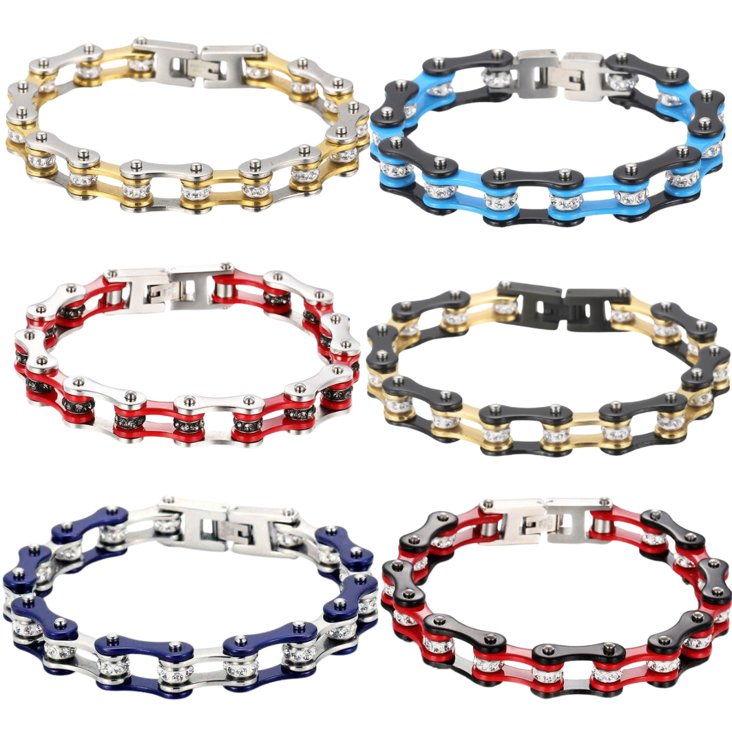 Upgraded Chain Bracelet Crystal Stainless Steel Motorcycle Dirt Bike ATV Chain Anklet For Men - PMSUTAH