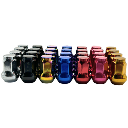 4 Pack Closed End Tapered 10mmx1.25mm Lug Nuts COLORED LUGNUTS Bulge, Red, Black, Blue, Gold, Pink, Chrome, or Multi (Copy)