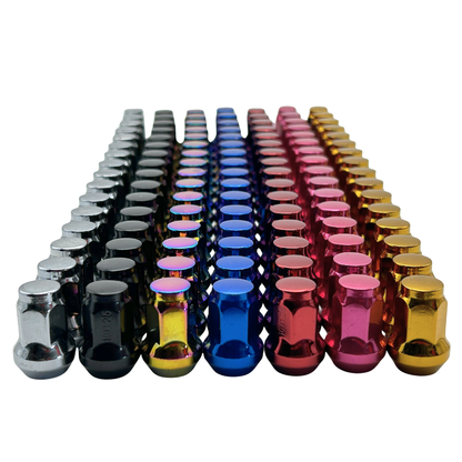 16 Pack Closed End Tapered 10mmx1.25mm Lug Nuts COLORED LUGNUTS Bulge, Red, Black, Blue, Gold, Pink, Chrome, or Multi