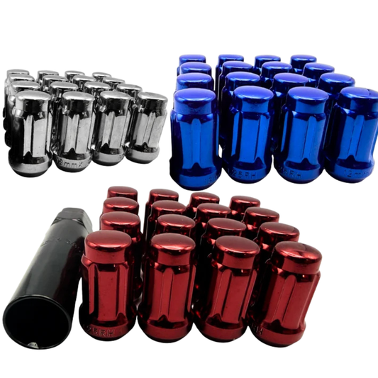 Écrous de roue coniques cannelés colorés pour VTT UTV M12x1.25, lot de 16, avec clé