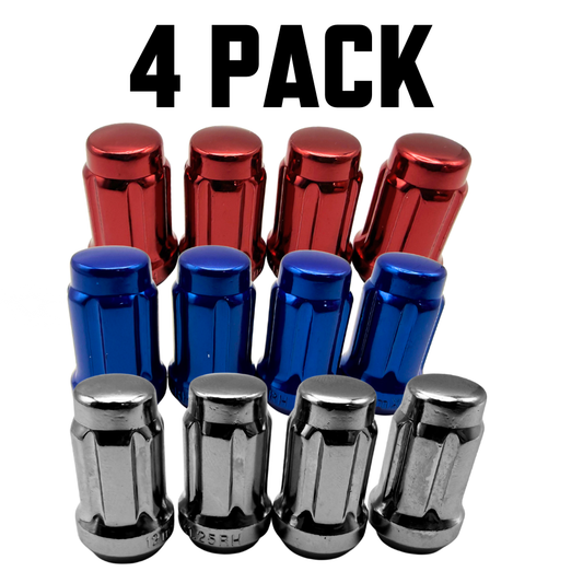 4 Pack M12x1.25 Tapered Spline Colored ATV UTV Lug Nuts with Key