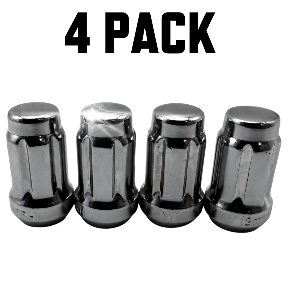 4 Pack M12x1.5 Tapered Spline Chrome ATV UTV Lug Nuts