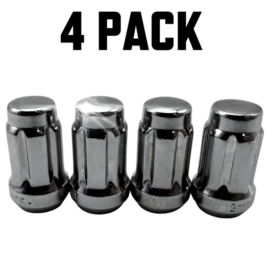 4 Pack M12x1.5 Tapered Spline Chrome ATV UTV Lug Nuts