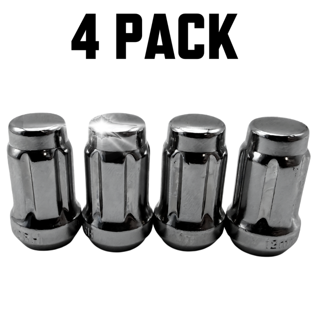 4 Pack M12x1.5 Tapered Spline Chrome ATV UTV Lug Nuts