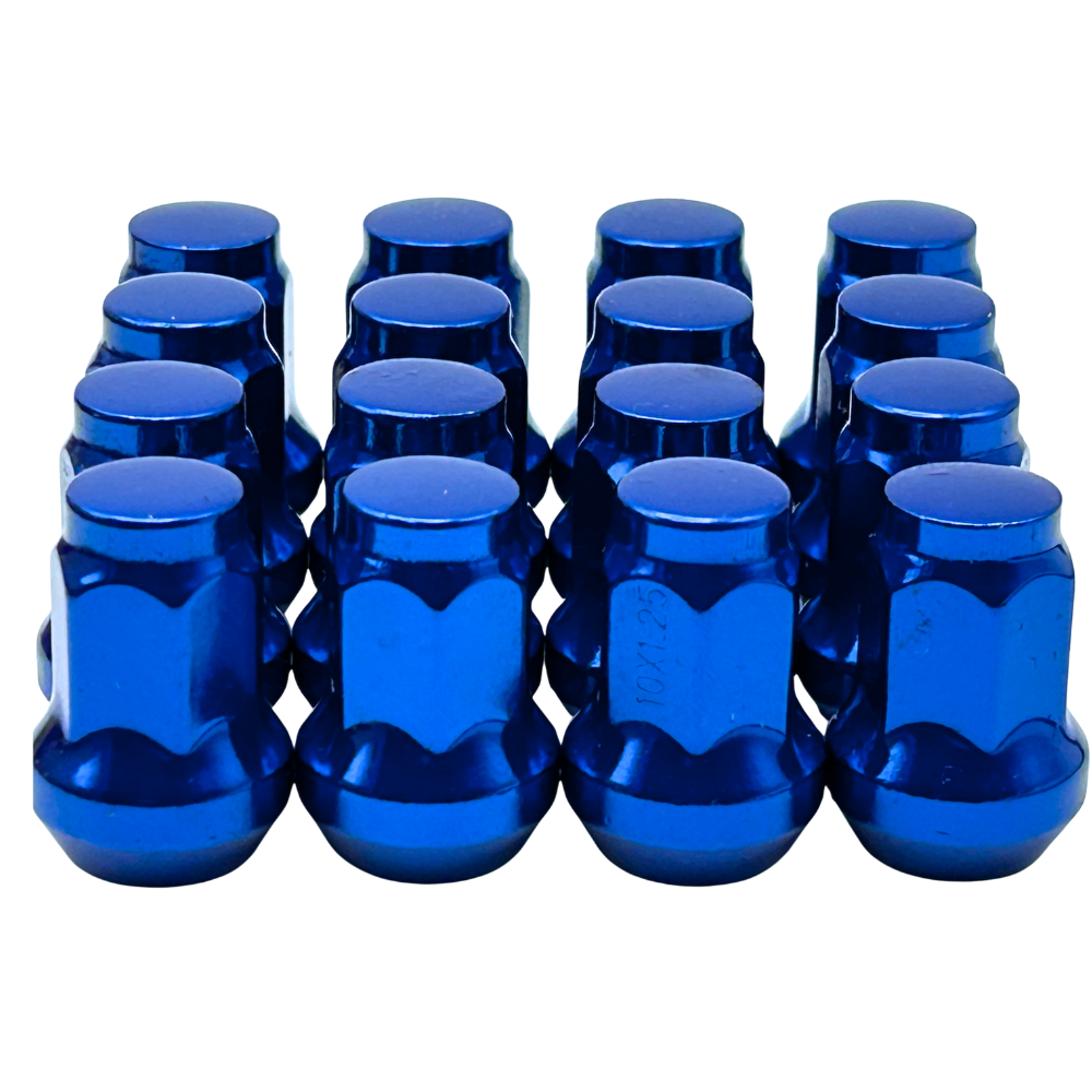 16 Pack Closed End Tapered 10mmx1.25mm Lug Nuts COLORED LUGNUTS Bulge, Red, Black, Blue, Gold, Pink, Chrome, or Multi