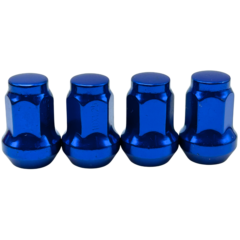 4 Pack Closed End Tapered 10mmx1.25mm Lug Nuts COLORED LUGNUTS Bulge, Red, Black, Blue, Gold, Pink, Chrome, or Multi (Copy)