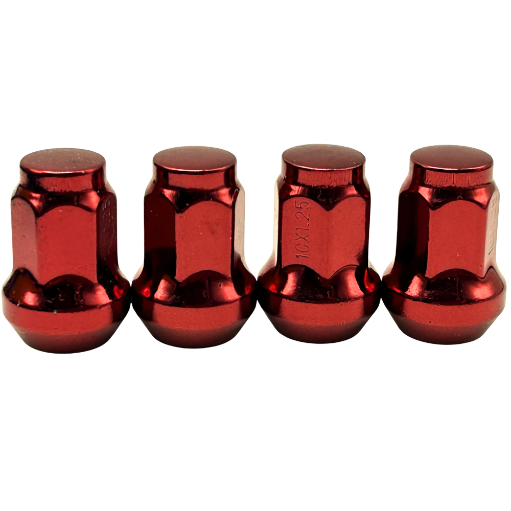 4 Pack Closed End Tapered 10mmx1.25mm Lug Nuts COLORED LUGNUTS Bulge, Red, Black, Blue, Gold, Pink, Chrome, or Multi (Copy)