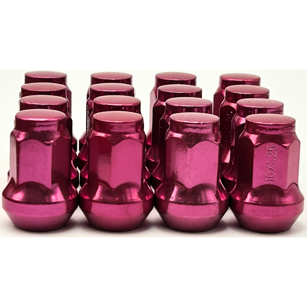 16 Pack Closed End Tapered 10mmx1.25mm Lug Nuts COLORED LUGNUTS Bulge, Red, Black, Blue, Gold, Pink, Chrome, or Multi