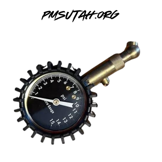Low Pressure Air Tire Gauge UTV ATV SXS 1-15 PSI Round Protective Rubber Guard - PMSUTAH