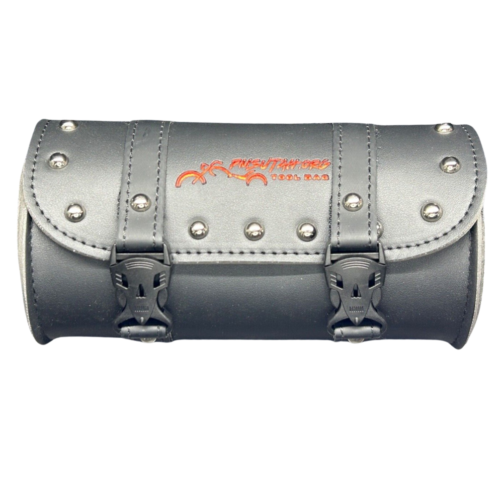 Leather Bag Pouch Motorcycle Front Fork Rear Sissy Bar Tool Kit Holder Storage - PMSUTAH