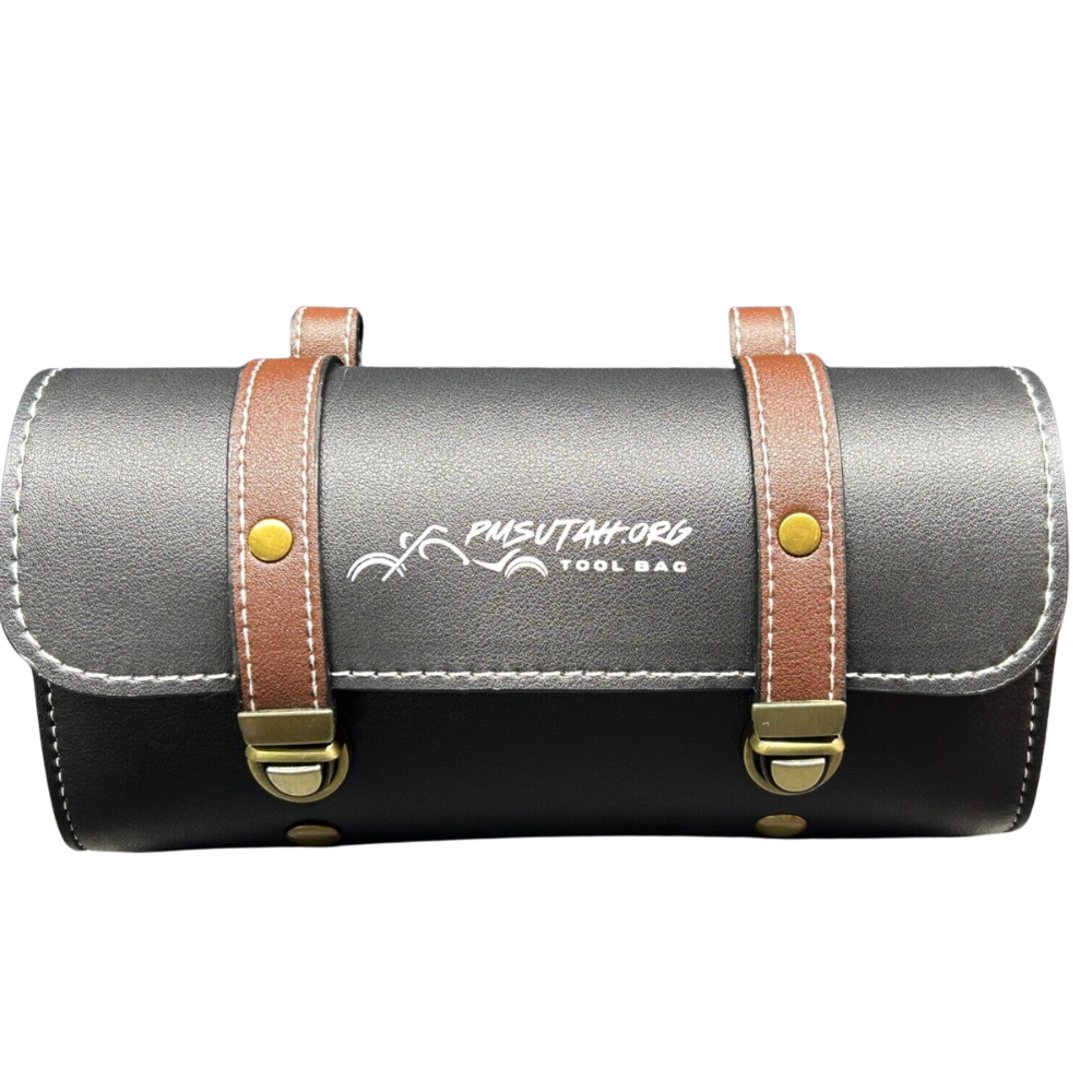 Leather Bag Pouch Motorcycle Front Fork Rear Sissy Bar Tool Kit Holder Storage - PMSUTAH