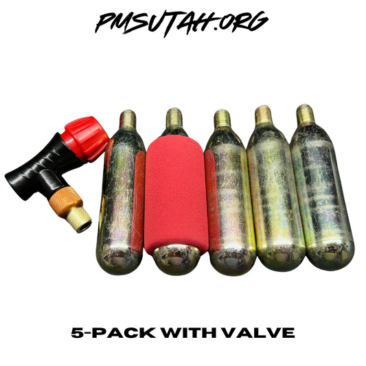 5 Co2 Cartridges & Inflation Valve - PMSUTAH