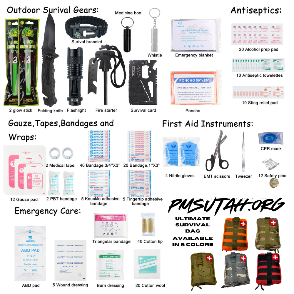 Emergency Survival Kit Bag First Aid Military Camping Trauma Case Medical Hiking - PMSUTAH