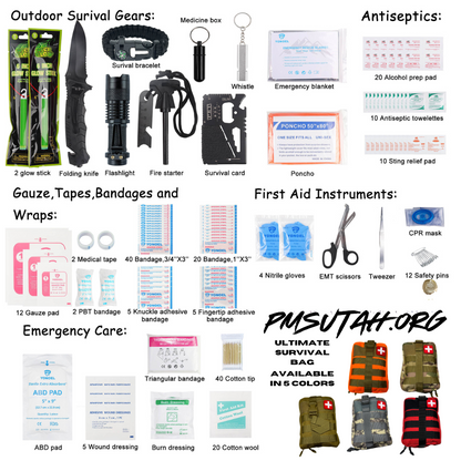 Emergency Survival Kit Bag First Aid Military Camping Trauma Case Medical Hiking - PMSUTAH