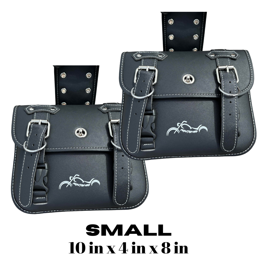 Motorcycle Saddlebags with Cupholders Saddle Panniers Rear Side Bags Black Pair - PMSUTAH