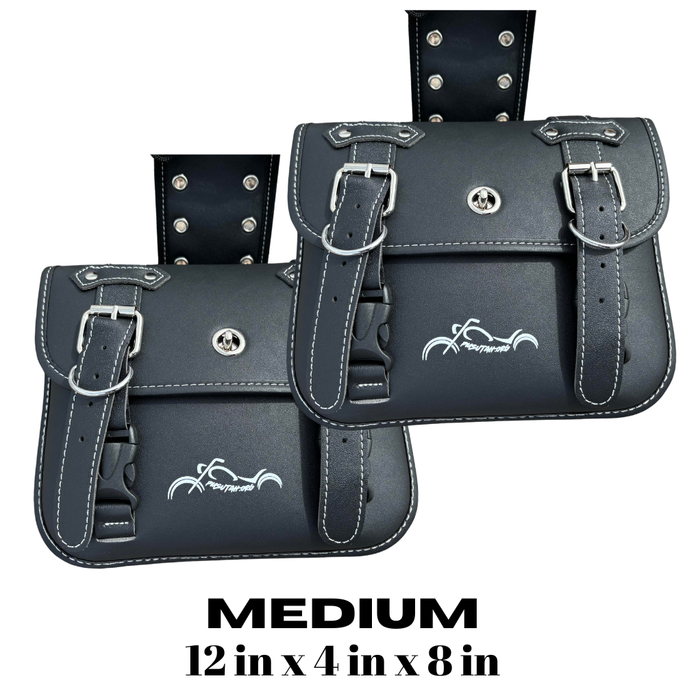 Motorcycle Saddlebags with Cupholders Saddle Panniers Rear Side Bags Black Pair - PMSUTAH