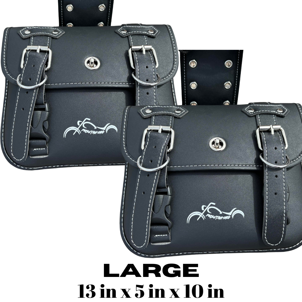 Motorcycle Saddlebags with Cupholders Saddle Panniers Rear Side Bags Black Pair - PMSUTAH